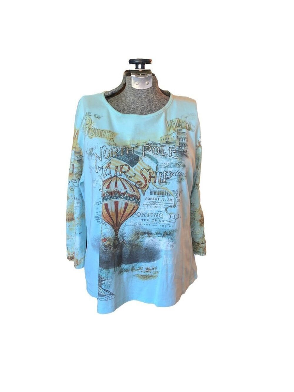 Women's Katina Marie Top Size L Blue Multi-color